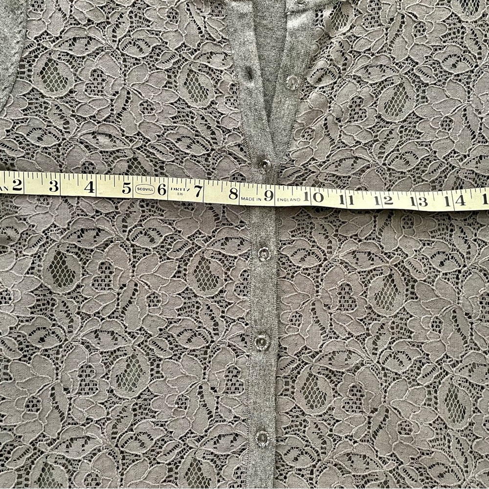 LOFT Gray Lace Cotton/Nylon Stretch Women's Light Sweater - Picture 12 of 15